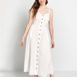 ModCloth White Quite Clearly Charismatic Fit & Flare Midi Dress size 14